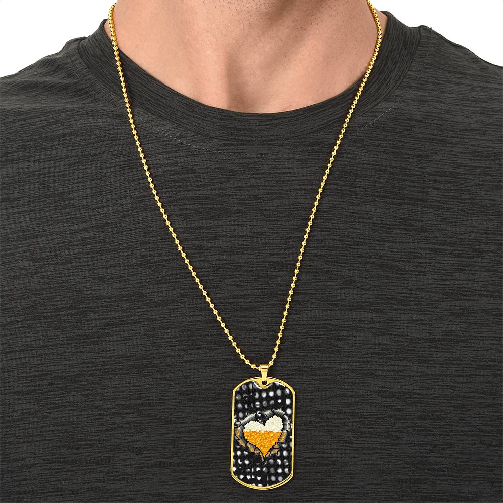 Beer Inside Beer Lover Dog-Tag Necklace - Army Tag Necklace, Dog Tag Necklace