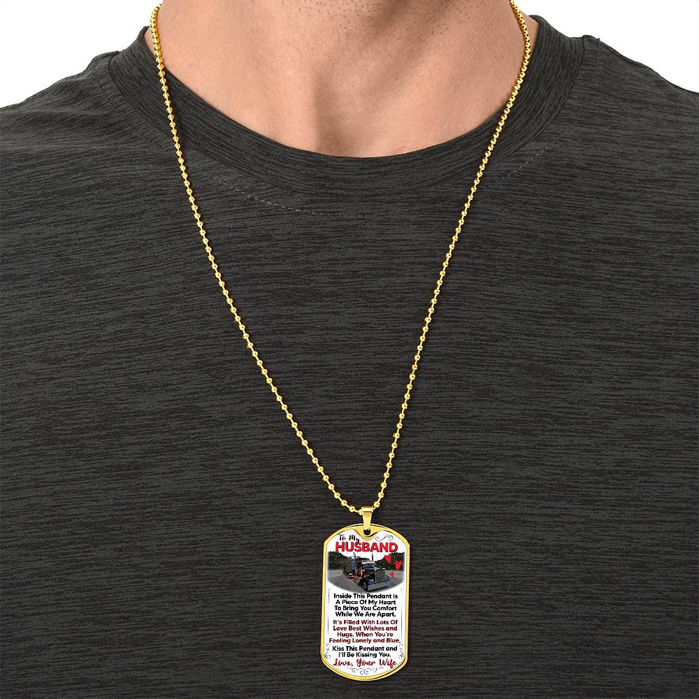 To My Husband, Trucker Gift - Gift For Him, Gift For Husband Trucker, Gift From Truckers Wife, Birthday Gift Trucker, Best Trucker - Army Tag Necklace, Dog Tag Necklace