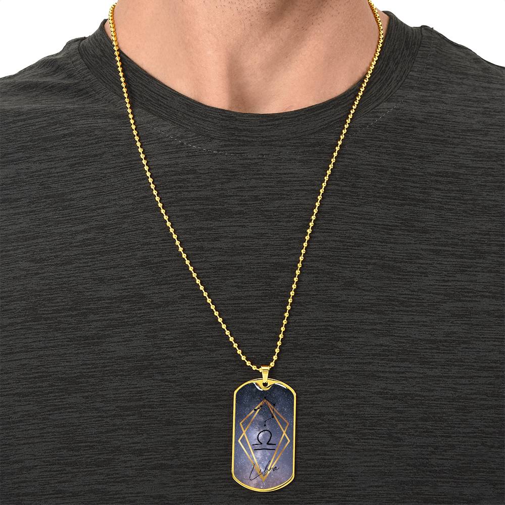 Libra Galaxy Personalized Dog Tag Necklace - Army Tag Necklace, Dog Tag Necklace