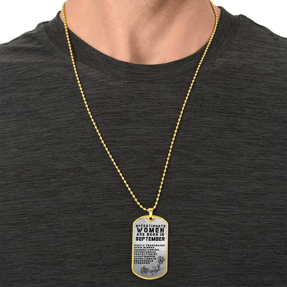 Affectionate Women Are Born In September Luxury Necklace With Dog Tag Silver - Army Tag Necklace, Dog Tag Necklace