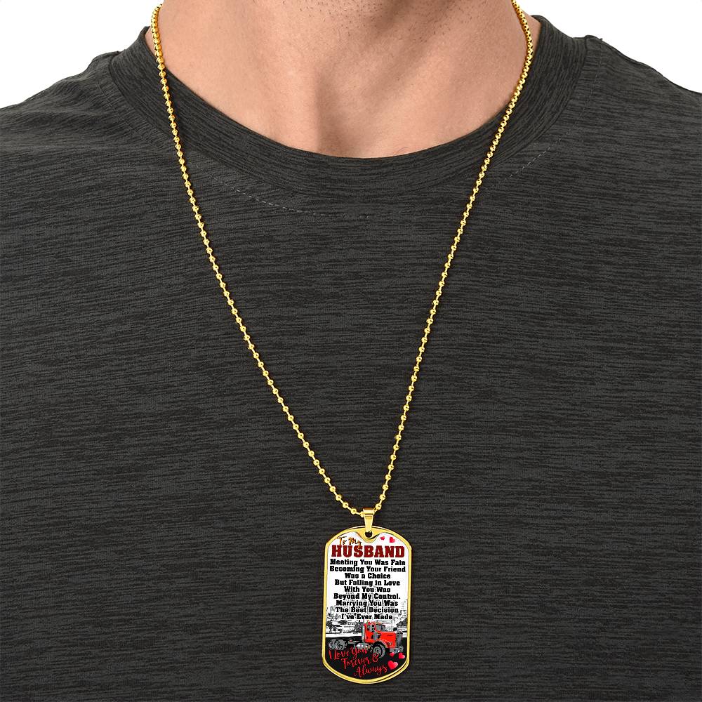 Truckers Necklace, Truck Driver Gift - Gift For Husband, Boyfriend, My Man, Husband Necklace - Father's Day Gift - Army Tag Necklace, Dog Tag Necklace