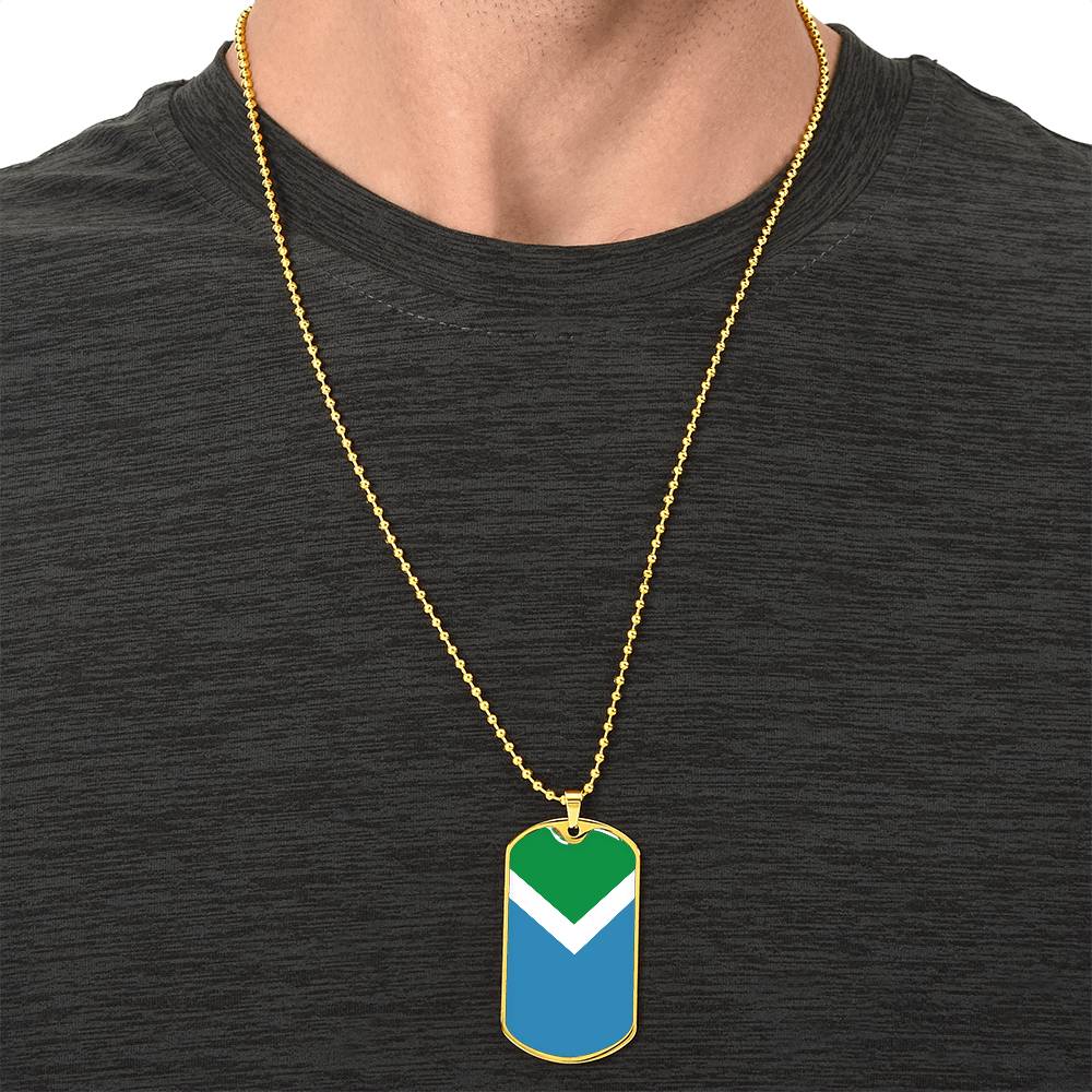 Vegan Flag Dog Tag With Military Ball Chain Necklace - Army Tag Necklace, Dog Tag Necklace