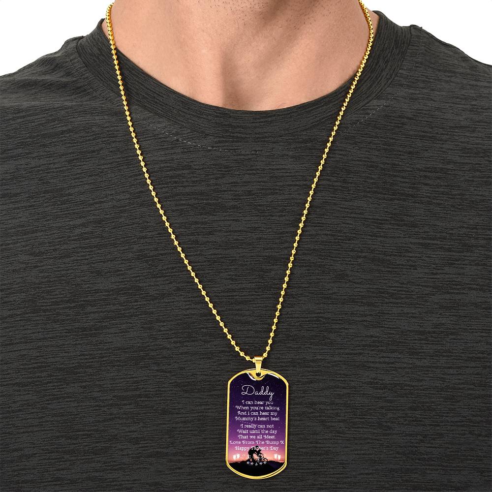 Daddy Happy First Father's Day - Army Tag Necklace, Dog Tag Necklace