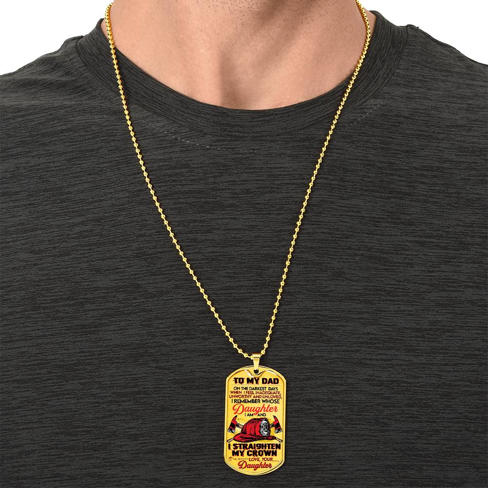 Gift For Firefighter From Daughter - Premium Dog Tag - Army Tag Necklace, Dog Tag Necklace