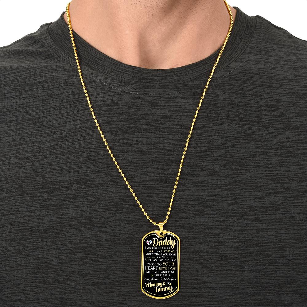 Daddy's Gift From Mommy's Tummy - Father's Day Gift - Daddy Gift From Unborn - Dog Tag Necklace For New Dad - Bump Gifts - Army Tag Necklace, Dog Tag Necklace
