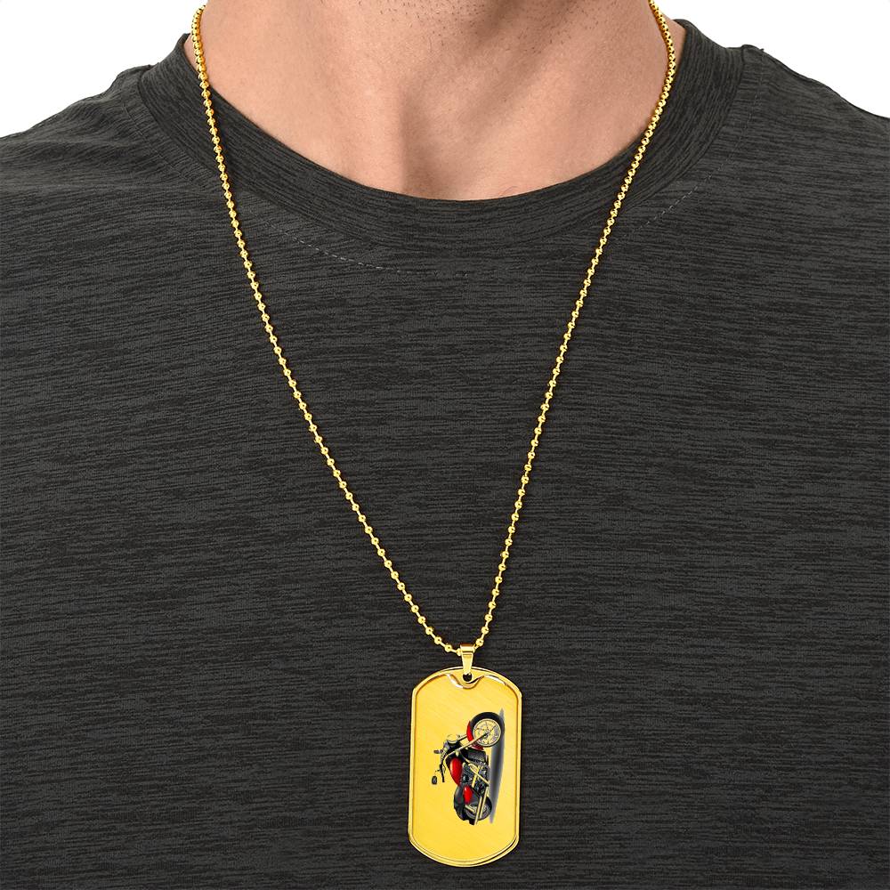 Motorcycle Necklace Dog Tag - Army Tag Necklace, Dog Tag Necklace