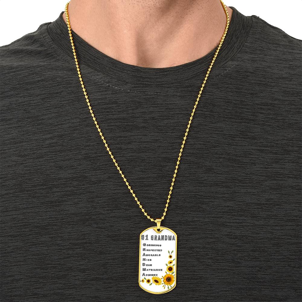 #1 Grandma Personalized Dogtag Necklace White Mothers Day Gift - Army Tag Necklace, Dog Tag Necklace