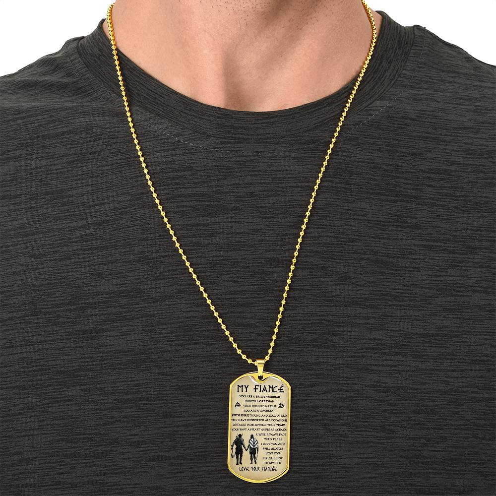 Viking Dogtag For Your Fiancé - Army Tag Necklace, Dog Tag Necklace