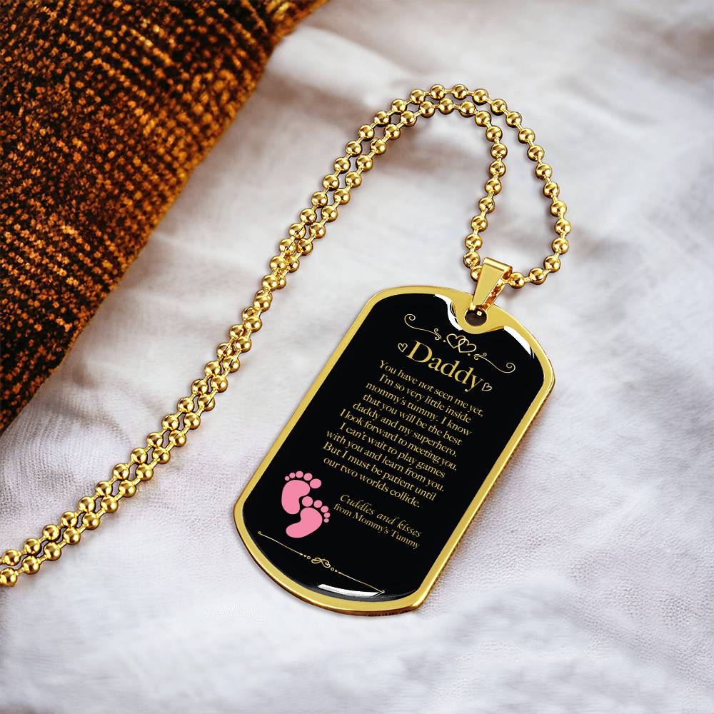 Father's Day Daddy To Be Dog Tag Gift For Dads - Girl Gender Reveal - Army Tag Necklace, Dog Tag Necklace