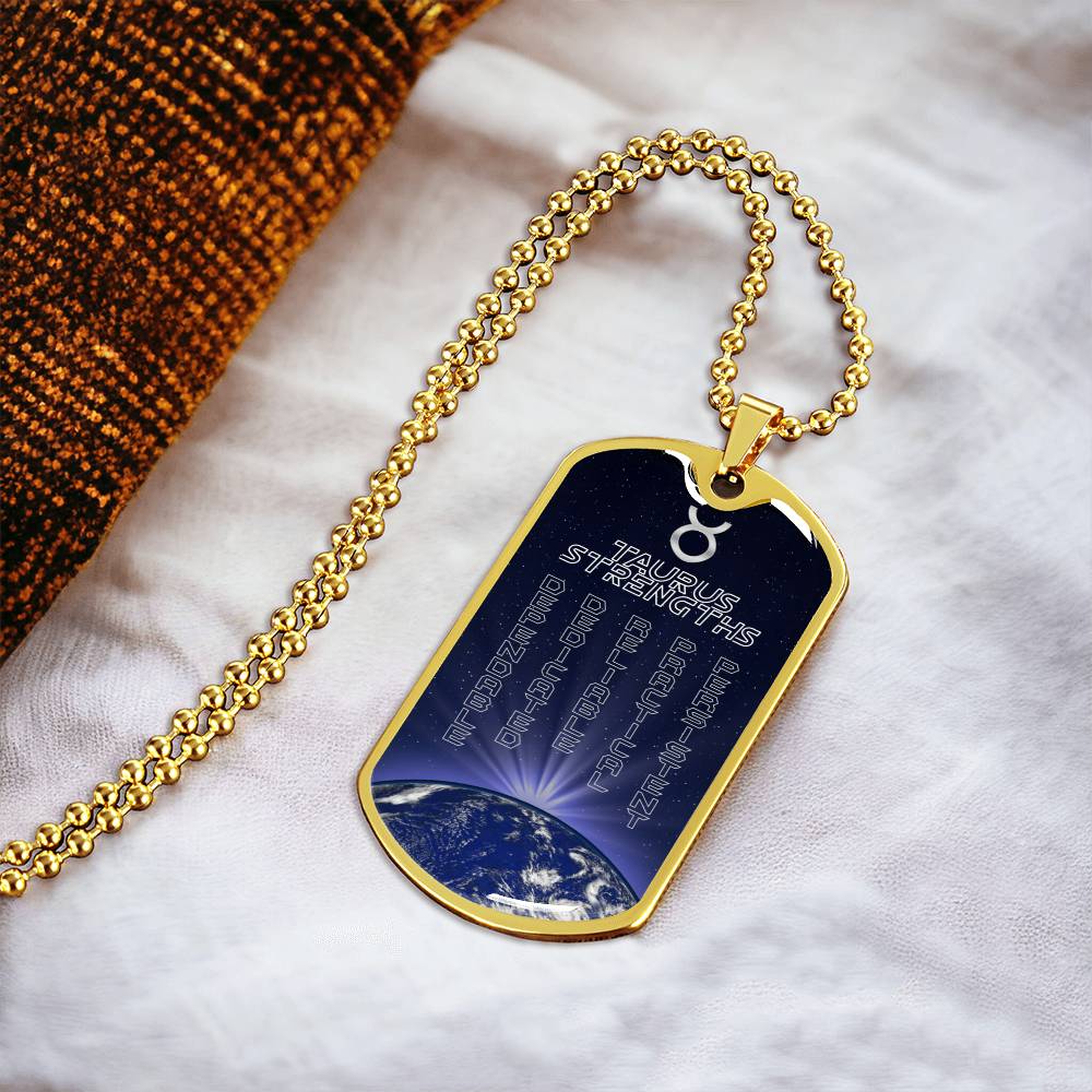 Taurus Ball Chain Dog Tag Necklace - Army Tag Necklace, Dog Tag Necklace