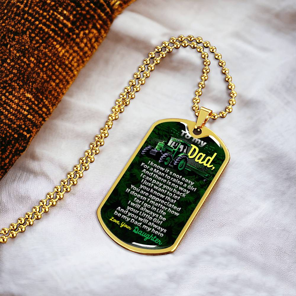 Farmer Dad - Premium Dog Tag From Daughter - Army Tag Necklace, Dog Tag Necklace