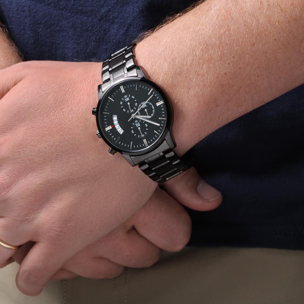Daddy Husband Black Chronograph Watch Engraving Chronograph Watch