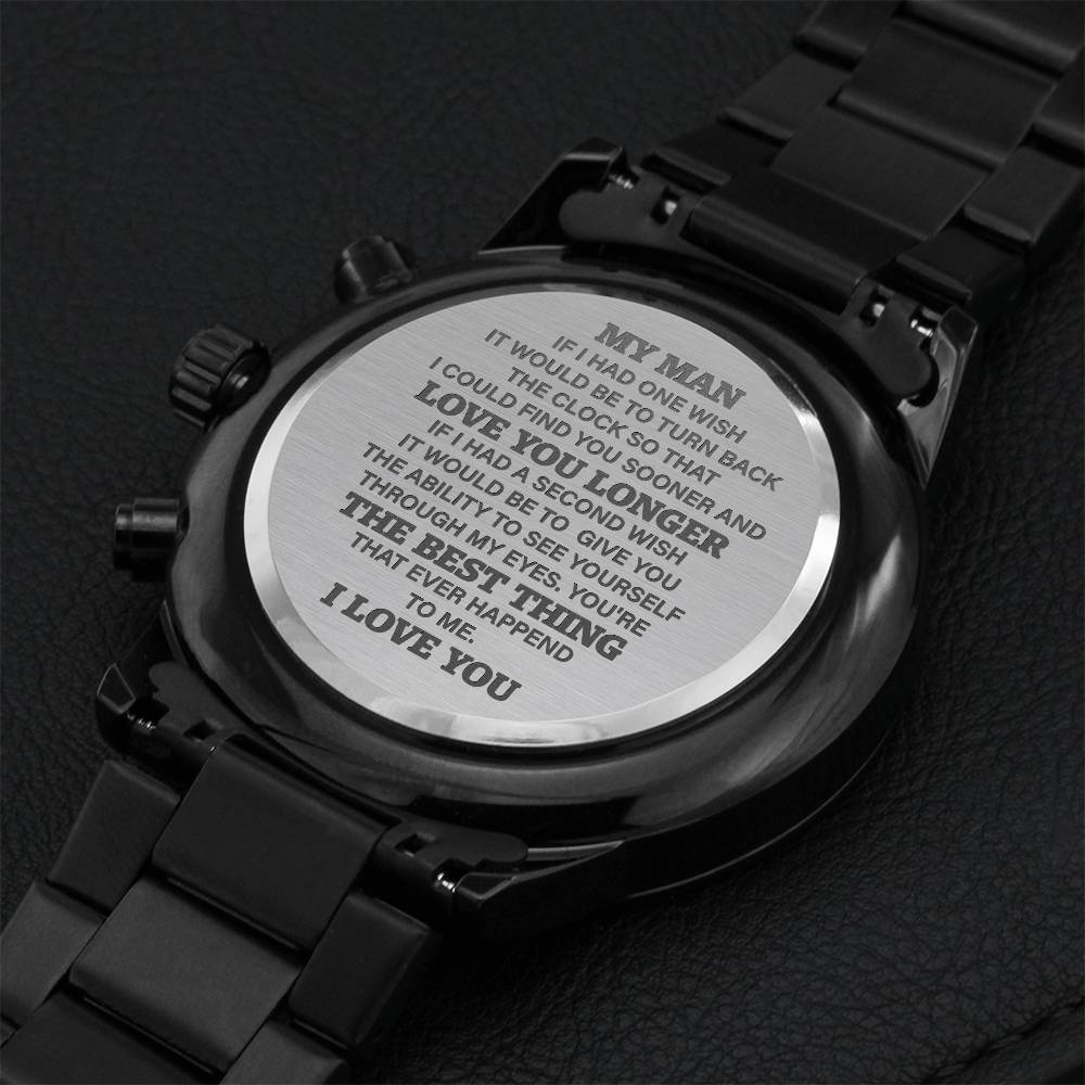 Perfect Gift For Husband Boyfriend- Anniversary Gift For Husband Birthday Gift For Husband Boyfriend 1 Engraving Chronograph Watch