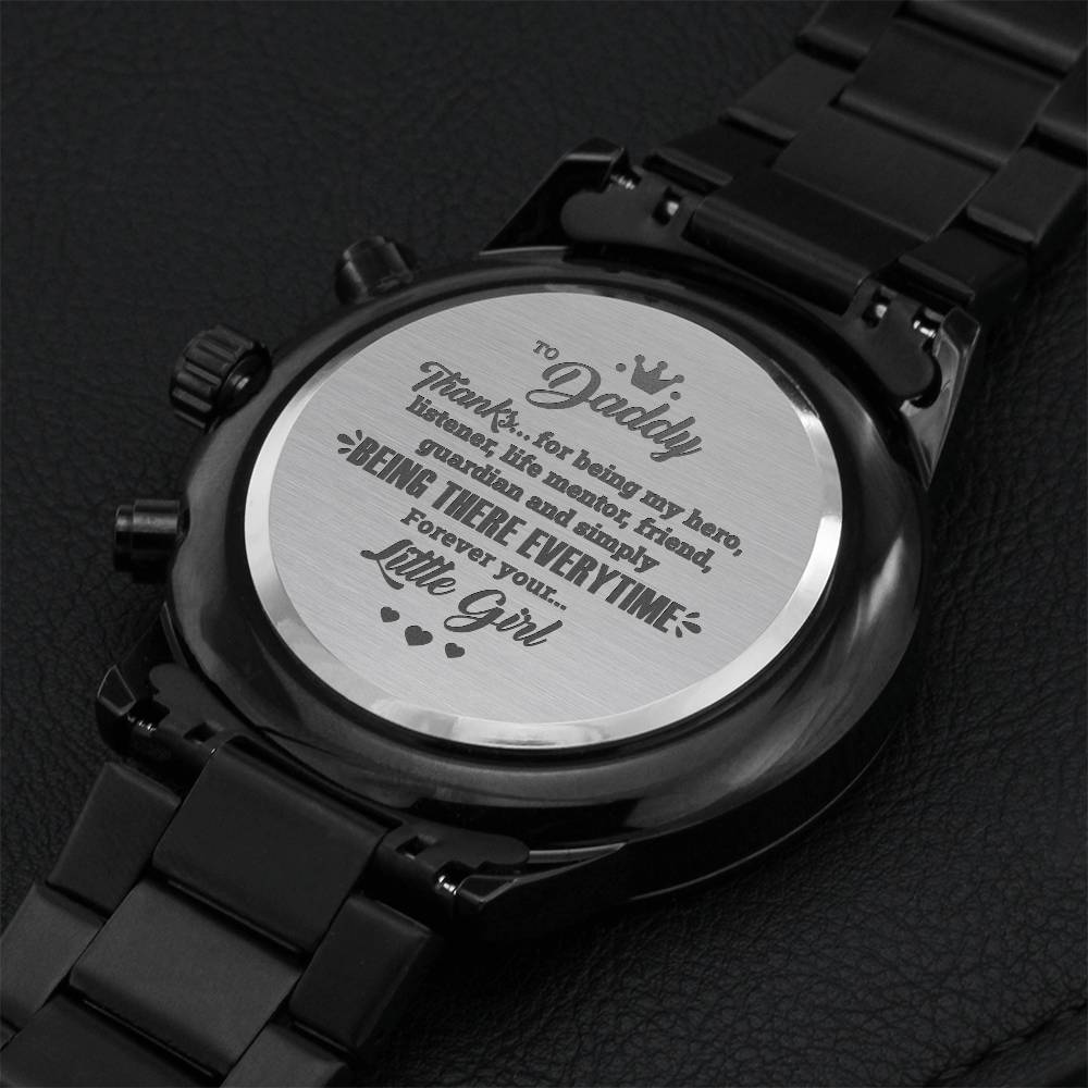 To My Daddy - Seller Customized Black Chronograph Watch - Watch For Dad - Gift For Father Engraving Chronograph Watch