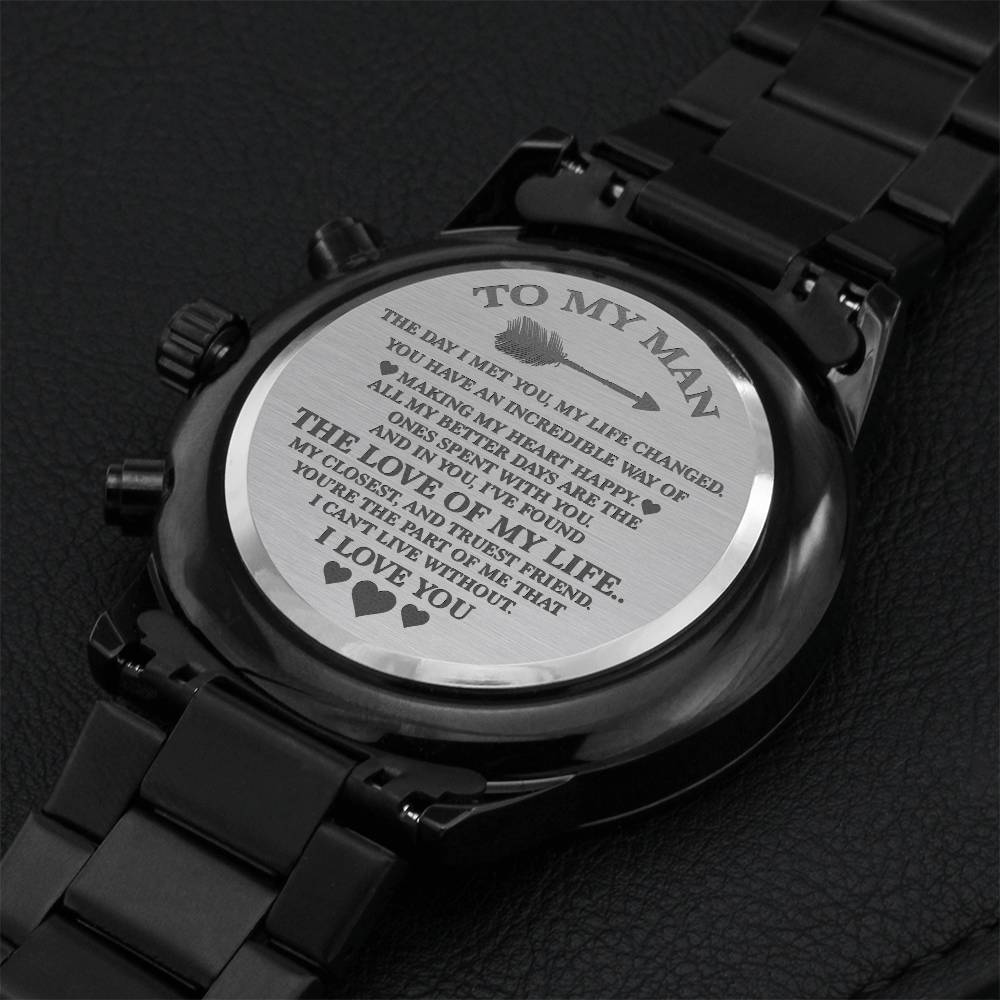 To My Man - Romantic Chronograph Watch - Gy2 Engraving Chronograph Watch