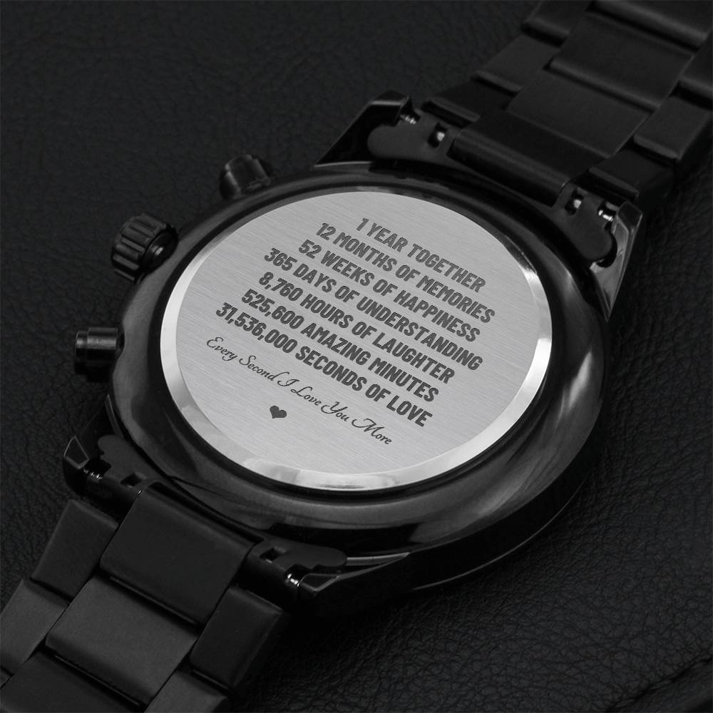 1 Year Anniversary Gift For Boyfriend Long Distance Relationship Gift For Men 1st Anniversary Gift For Husband Engraved Watch For Men Engraving Chronograph Watch