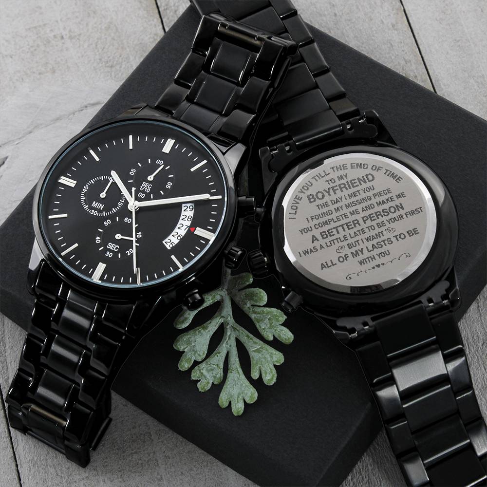 I Love You Till The End Of Time - Perfect Gift For Boyfriend Engraving Chronograph Watch