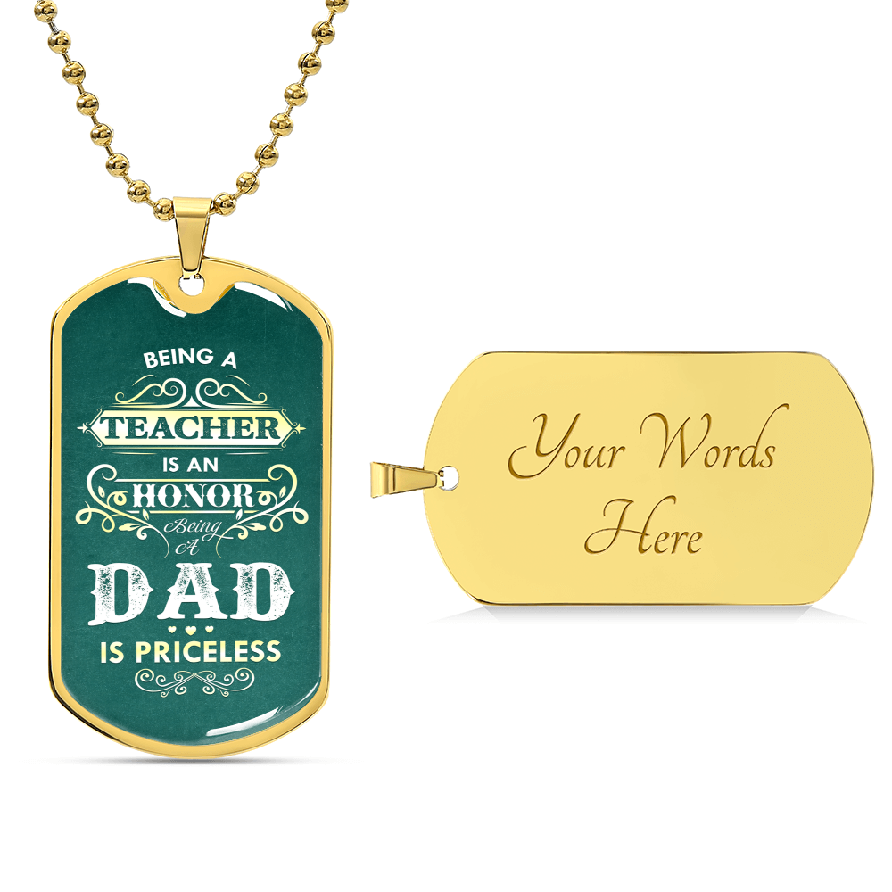 To My Dad Dog Tag Necklace,Teacher Dad Necklace, Teacher Dad Gift, Father's Day Gift,Dad Gifts - Army Tag Necklace, Dog Tag Necklace