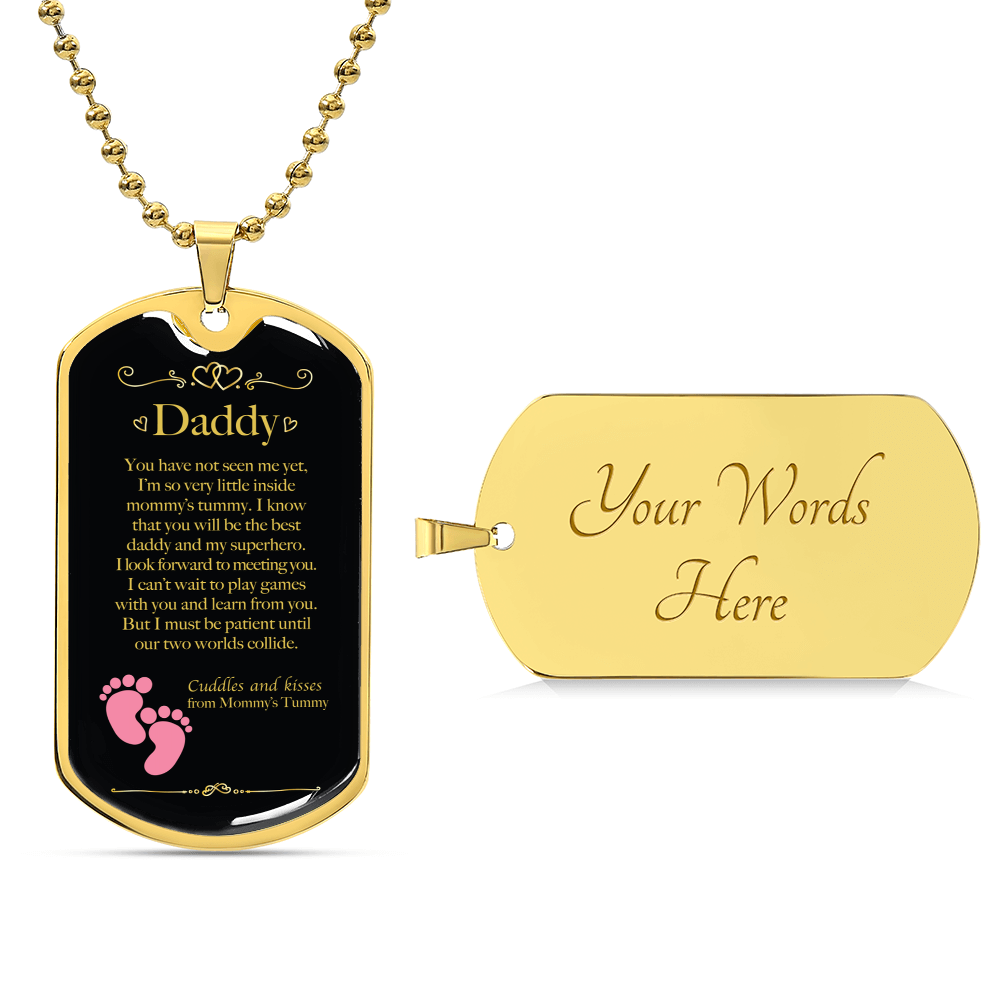 Gift For New Dad - Birthday Gift - Bump Gift - New Dad Gift From Mommy's Tummy - New Dad Gift From Wife - Daddy Gift - Army Tag Necklace, Dog Tag Necklace