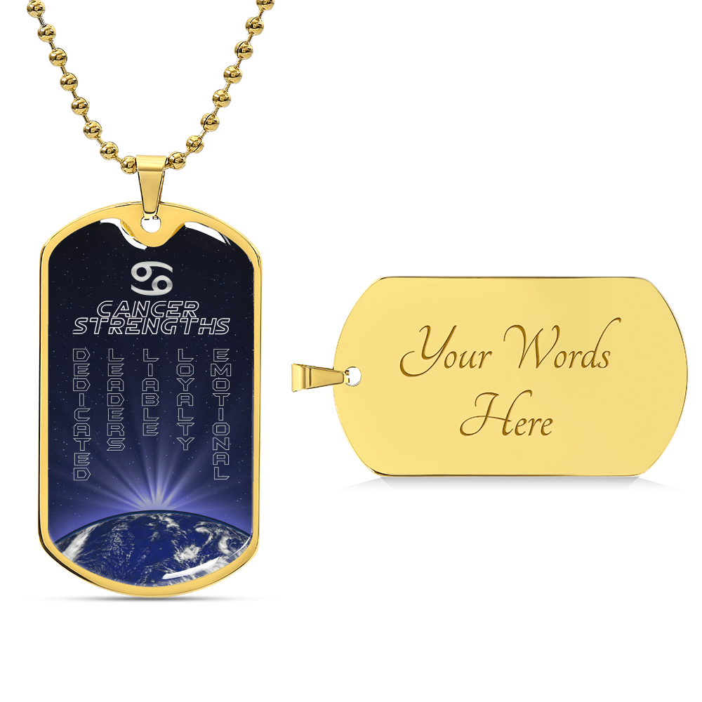 Cancer Ball Chain Dog Tag Necklace - Army Tag Necklace, Dog Tag Necklace