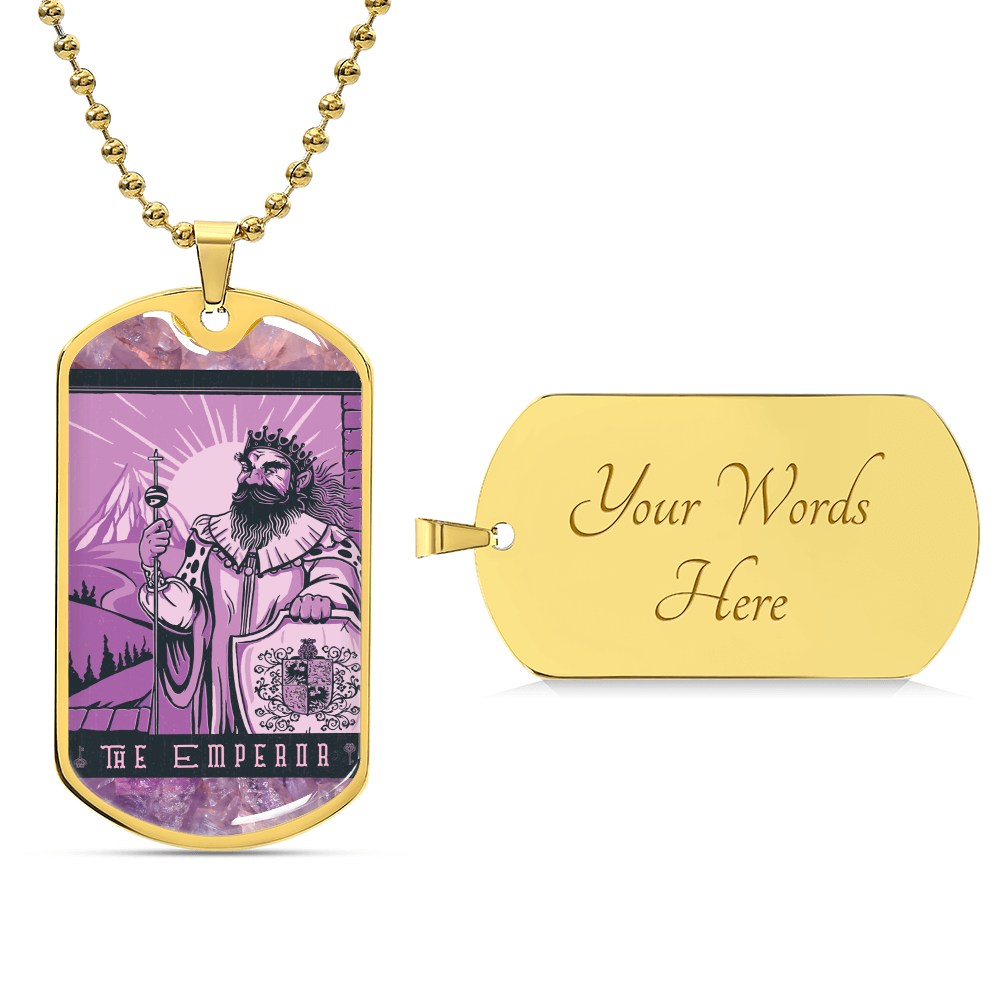 Tarot Card Necklace. Silver Or Gold. For Wiccans, Astrology, Zodiac, Spiritual, Best Friend.  Boho. The Emperor Card - Army Tag Necklace, Dog Tag Necklace