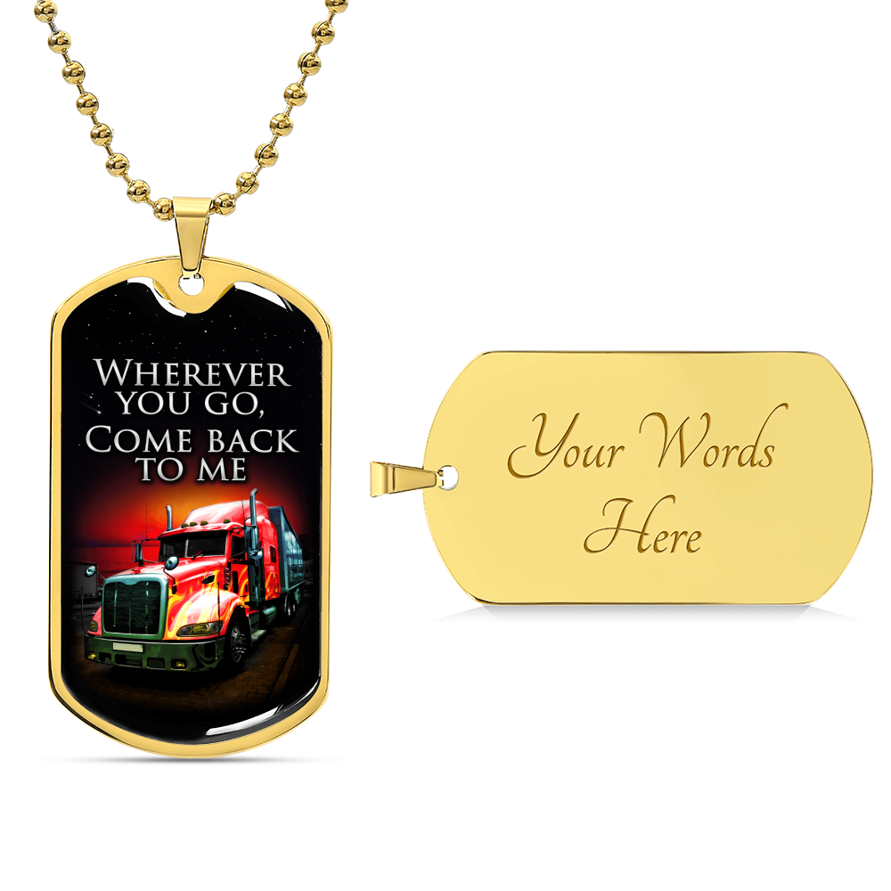 Gift For Trucker - Premium Dog Tag - Army Tag Necklace, Dog Tag Necklace