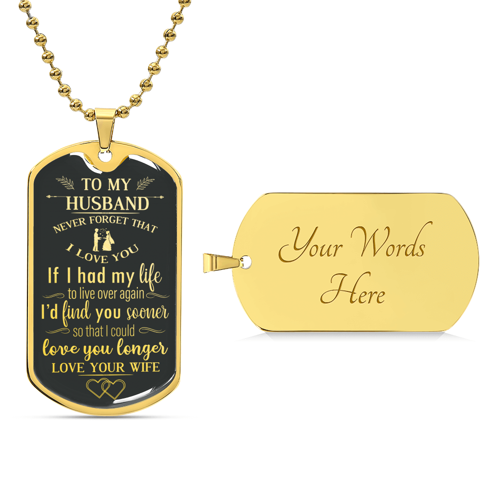 💖 LOVE YOU LONGER 💖 Husband Gift From Wife - Army Tag Necklace, Dog Tag Necklace