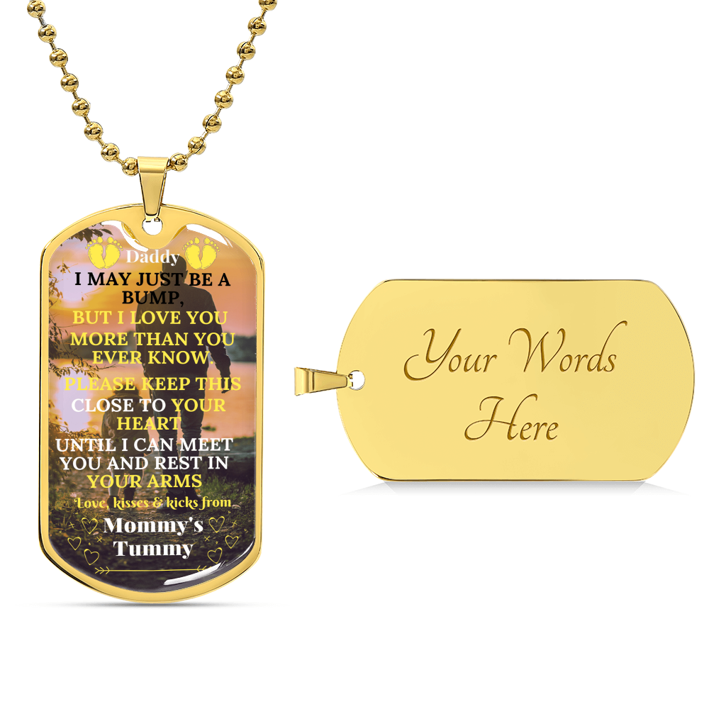 Gift From Bump, Dad to Be Gift, Expectant Father, Pregnancy Gift, From the Bump, Pregnancy Announcement to Husband Boyfriend - Army Tag Necklace, Dog Tag Necklace