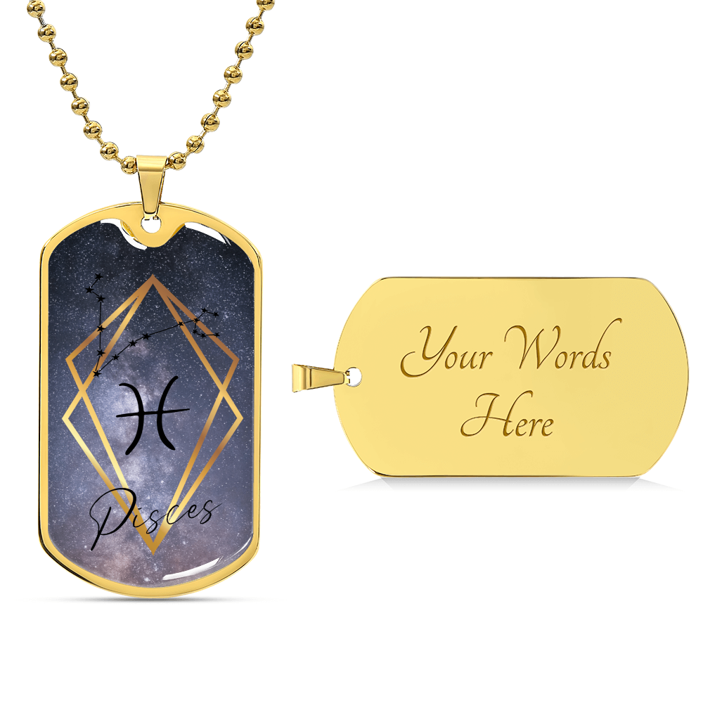 Pisces Galaxy Personalized Dog Tag Necklace - Army Tag Necklace, Dog Tag Necklace