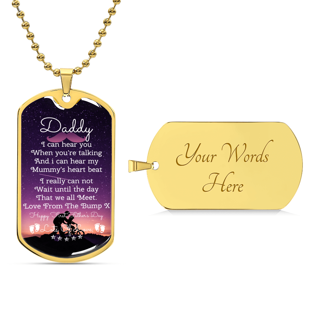 Daddy Happy First Father's Day New Dad - Army Tag Necklace, Dog Tag Necklace