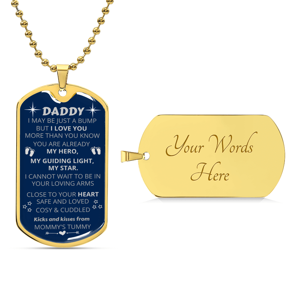 New Dad-To-Be Pendant - My Guiding Light, My Star - Army Tag Necklace, Dog Tag Necklace