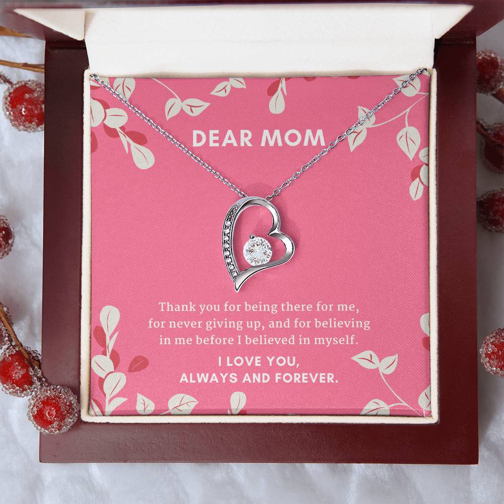 Mom I Love You Always And Forever Cubic Zirconia Heart Pendant Necklace Forever Love Necklace