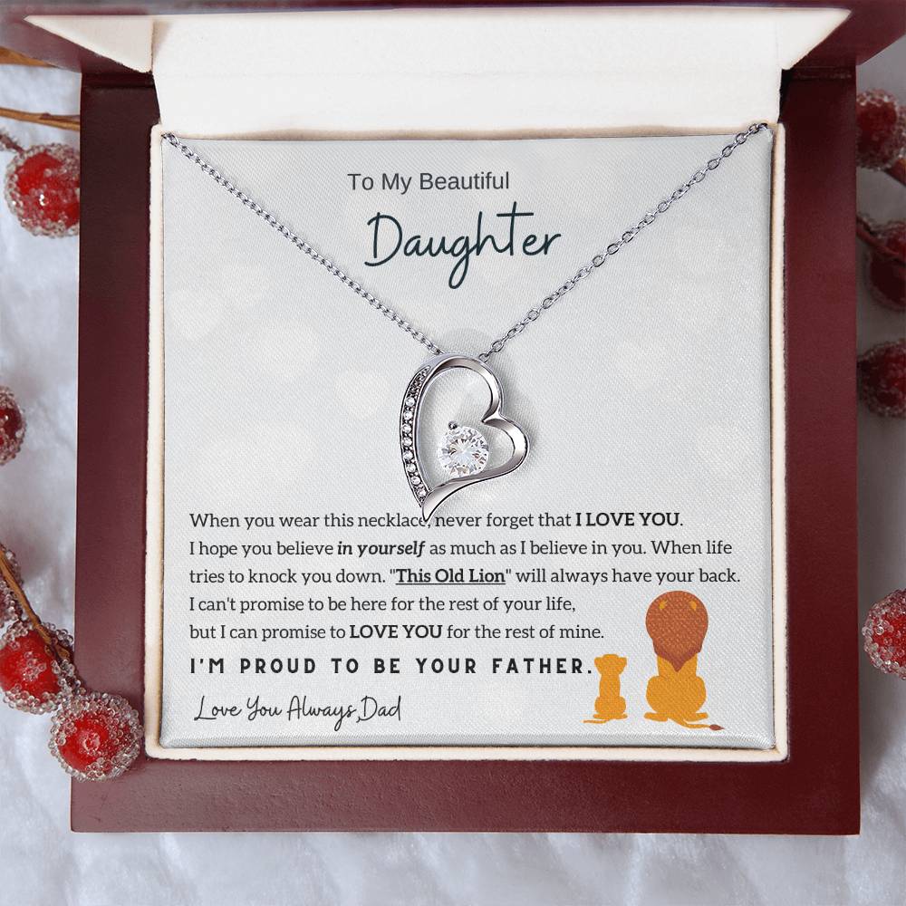 To My Daughter,  I'M Proud To Be Your Father Forever Love Necklace
