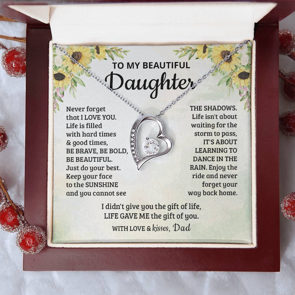 To My Beautiful Daughter - Enjoy The Ride And Never Forget Your Way Back Home - Forever Love Necklace