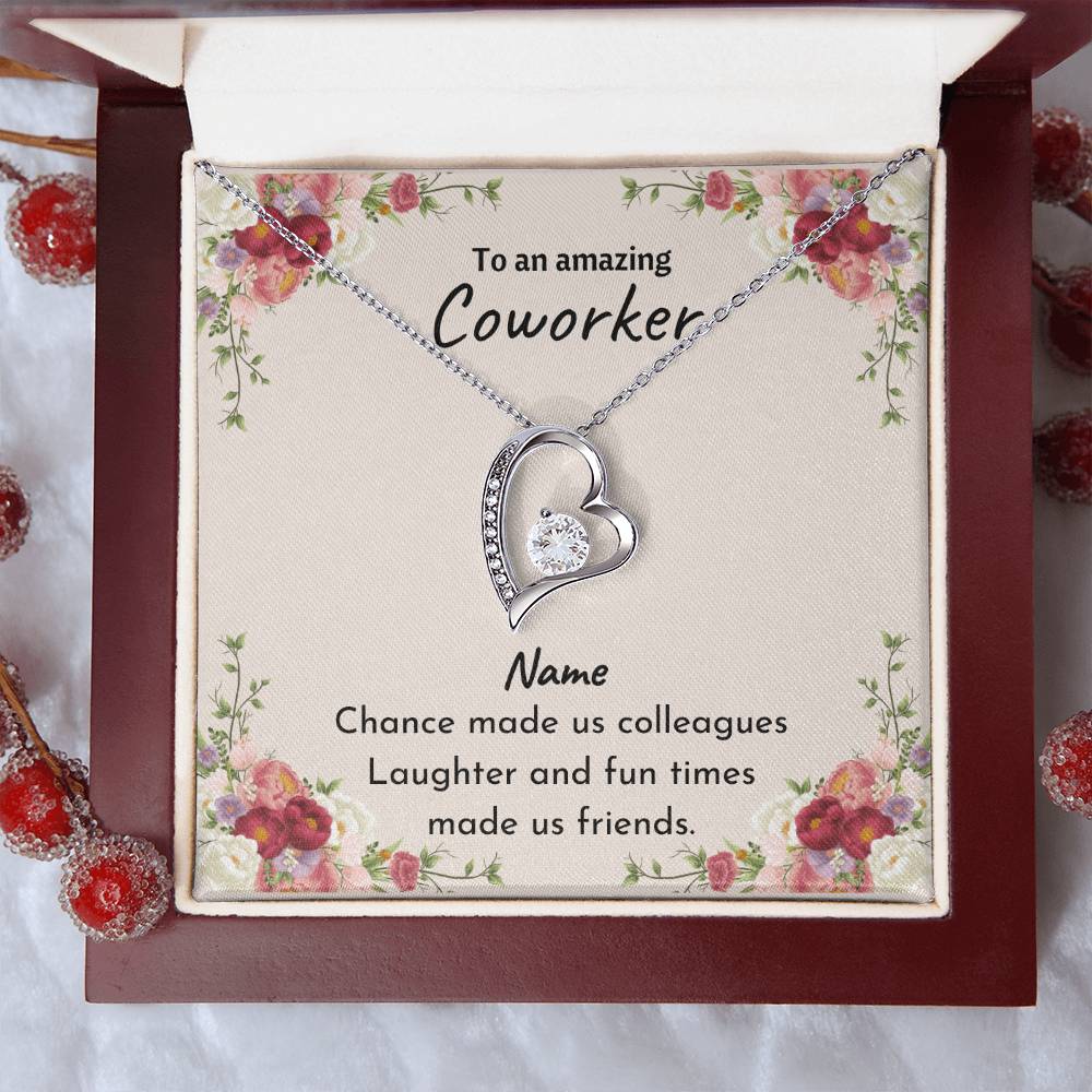Heart Coworker Leaving Chance Made Us Colleagues White + Gold 1 Forever Love Necklace