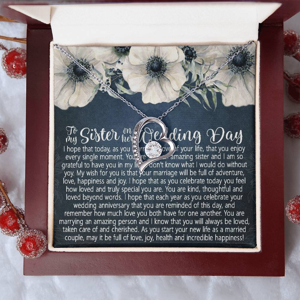 Sister Wedding Day Forever Love Necklace Gift To Bride From Sister Necklace Sister To Bride Gift Bride Jewelry Cute Gift From Sister Forever Love Necklace
