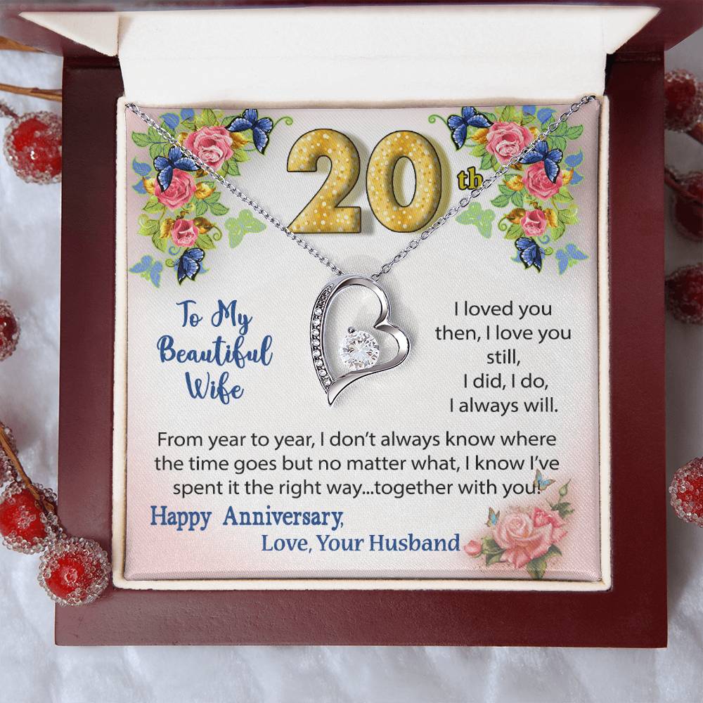 20th Anniversary Gift Heart Necklace For Wife Forever Love Necklace