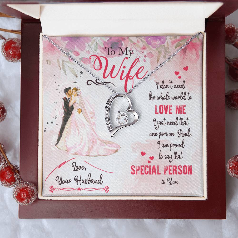 To My Wife Necklace Love Your Husband Anniversary Birthday Valentine's Day Gifts For Lineman's Wife Lineman's Wife Gifts Forever Love Necklace