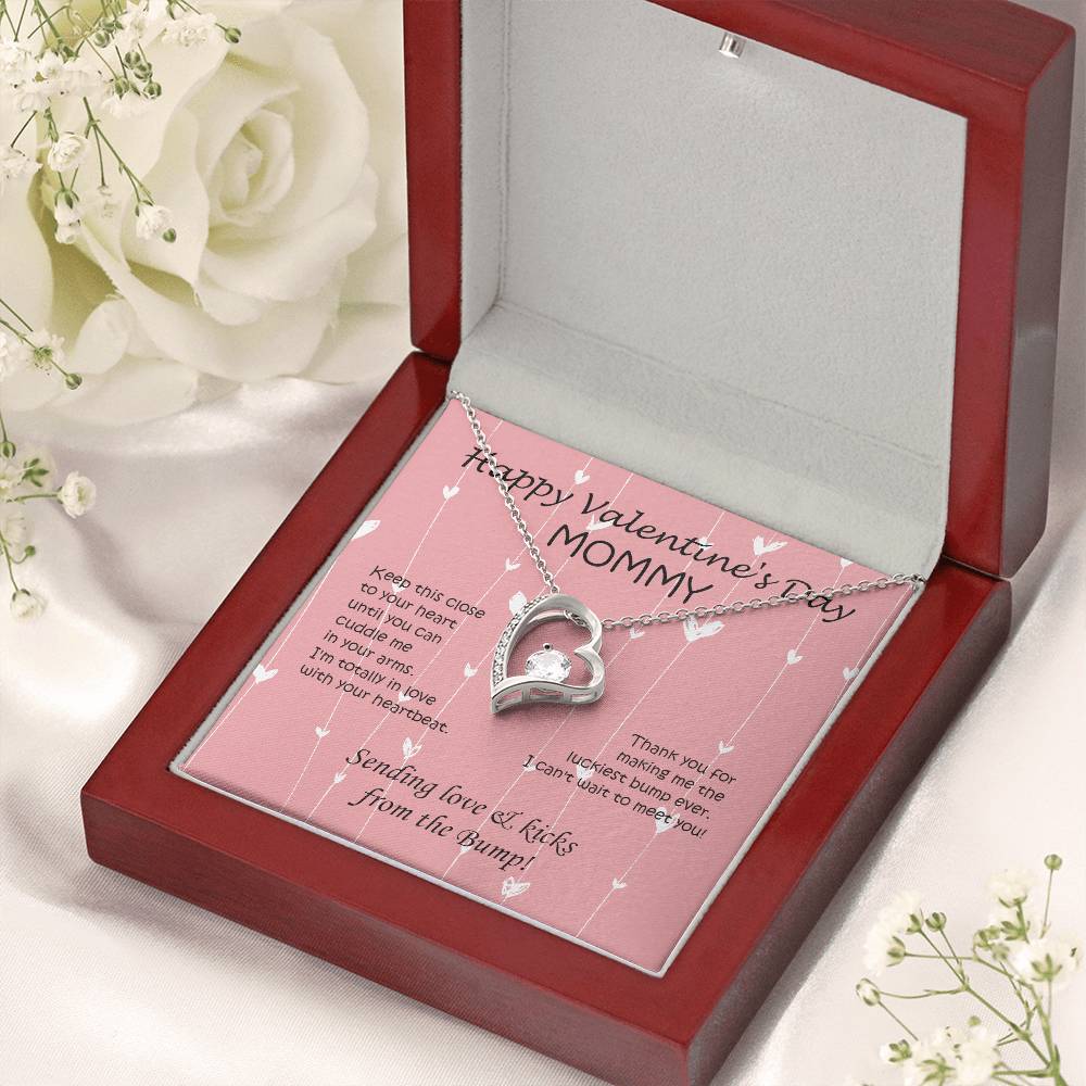 Happy Valentine's Day Mommy To Be Heart 1 Forever Love Necklace