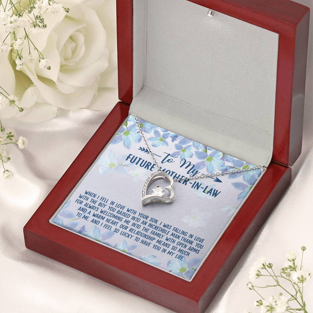 Love Knot Pendant Necklace To My Future Mother-In-Law The Boy You Raised Bonus Mom Gift Future Mother-In-Law Necklace Future Stepmom Forever Love Necklace