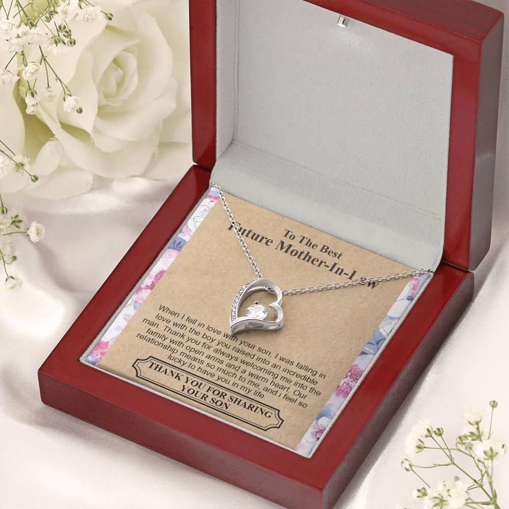 To The Best Future Motherinlaw Thank You For Always Welcoming Me Into The Family With Open Arms And A Warm Heart Wedding Necklace Mothers Day Forever Love Necklace