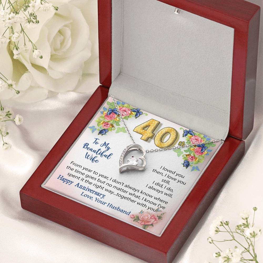 40Th Anniversary Gift For Wife Heart Necklace Forever Love Necklace