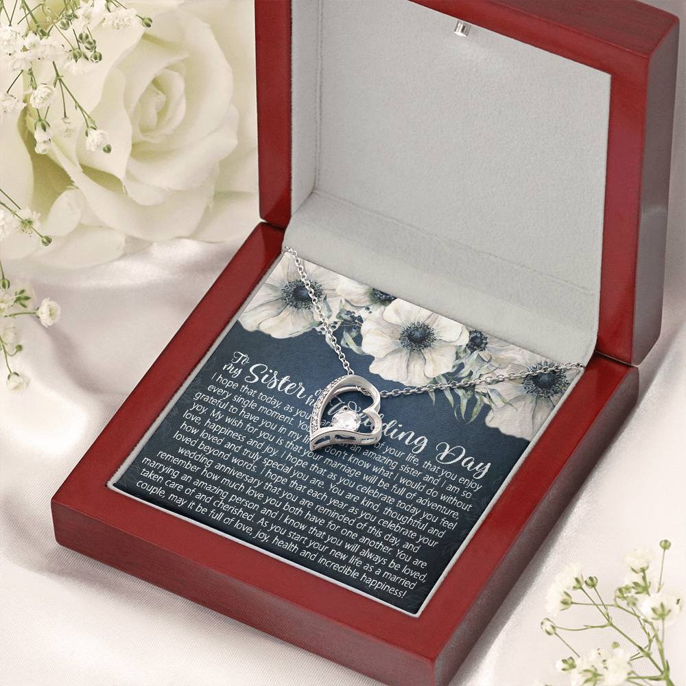 Sister Wedding Day Forever Love Necklace Gift To Bride From Sister Necklace Sister To Bride Gift Bride Jewelry Cute Gift From Sister Forever Love Necklace