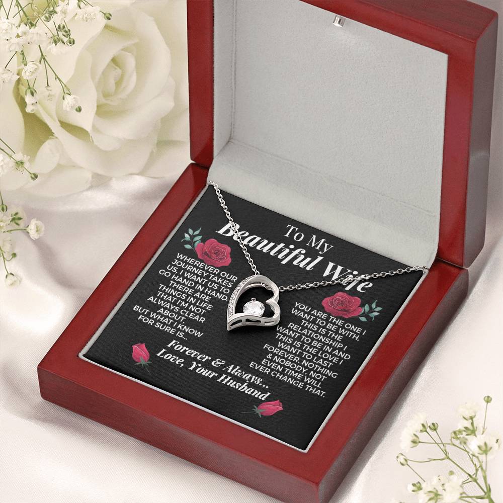 To My Beautiful Wife 14k Gold Necklace Forever Love Necklace