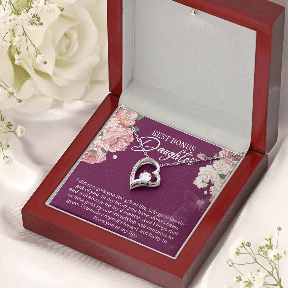 Best Bonus Daughter Birthday Message Card Gift Bonus Daughter Step Daughter Gift Bonus Daughter Necklace Forever Love Necklace