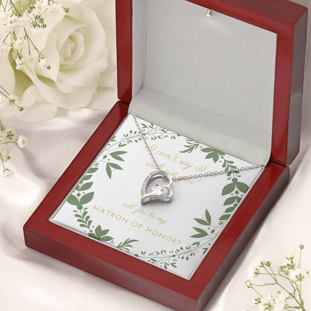 Matron Of Honor Wedding Matron Of Honor Gift From Bride To Matron Of Honor Forever Love Necklace