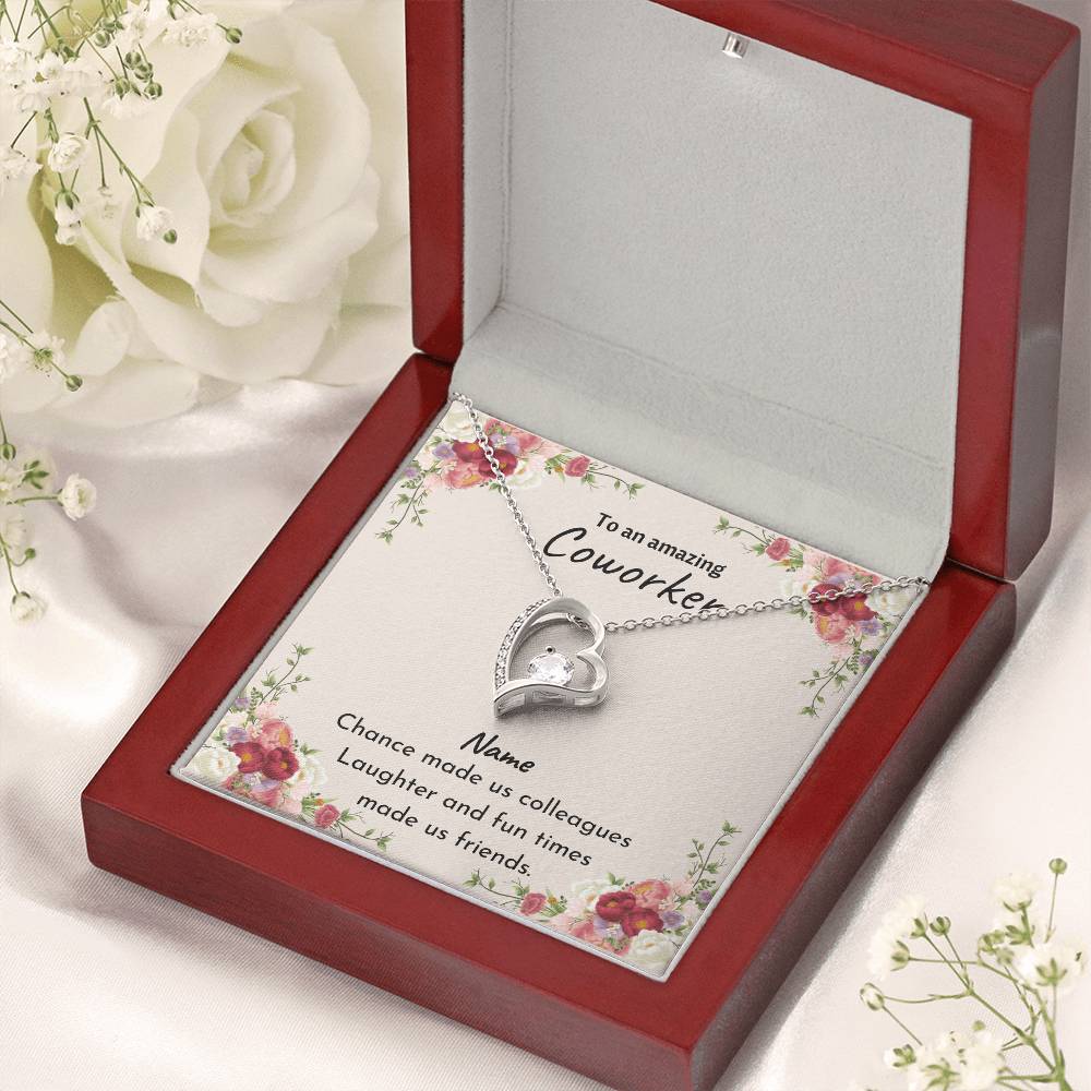 Heart Coworker Leaving Chance Made Us Colleagues White + Gold 1 Forever Love Necklace