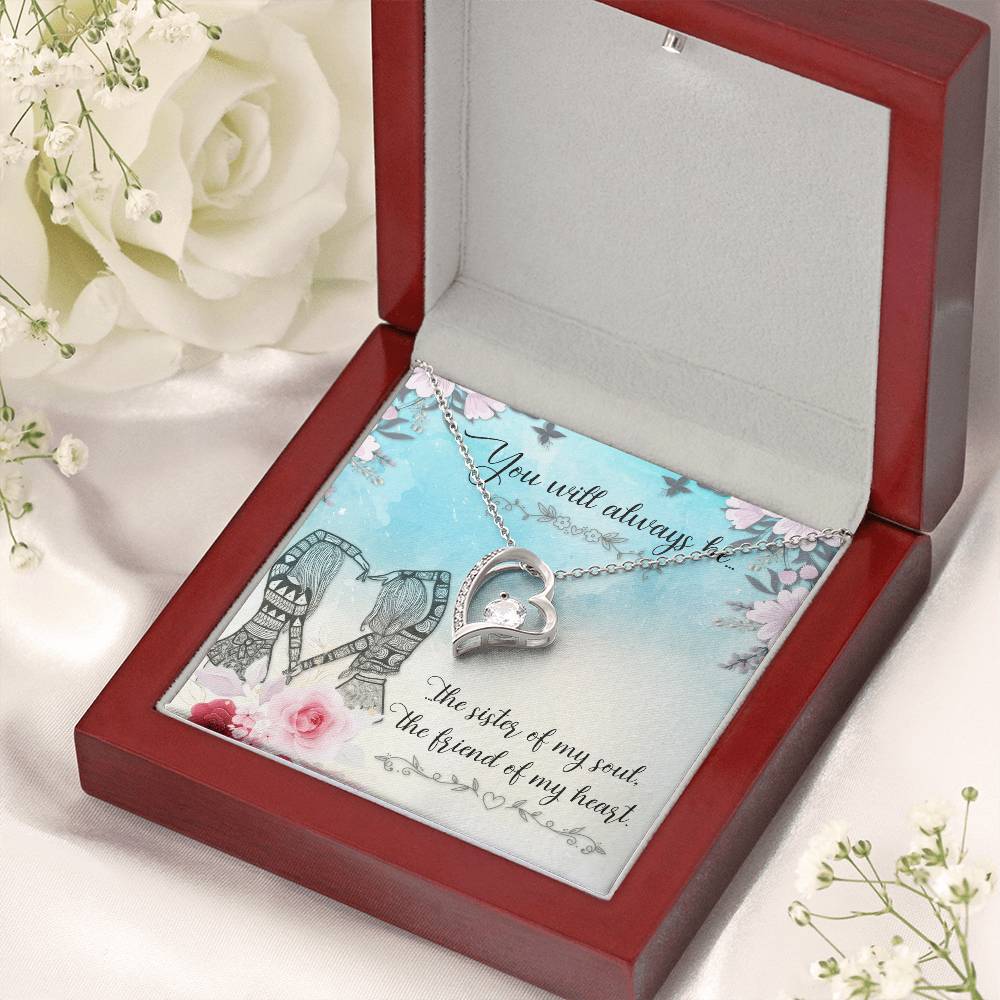 My Little Sister Two Hearts Necklace Loving Sister Gift Chain Funny Sister Present Forever Love Necklace