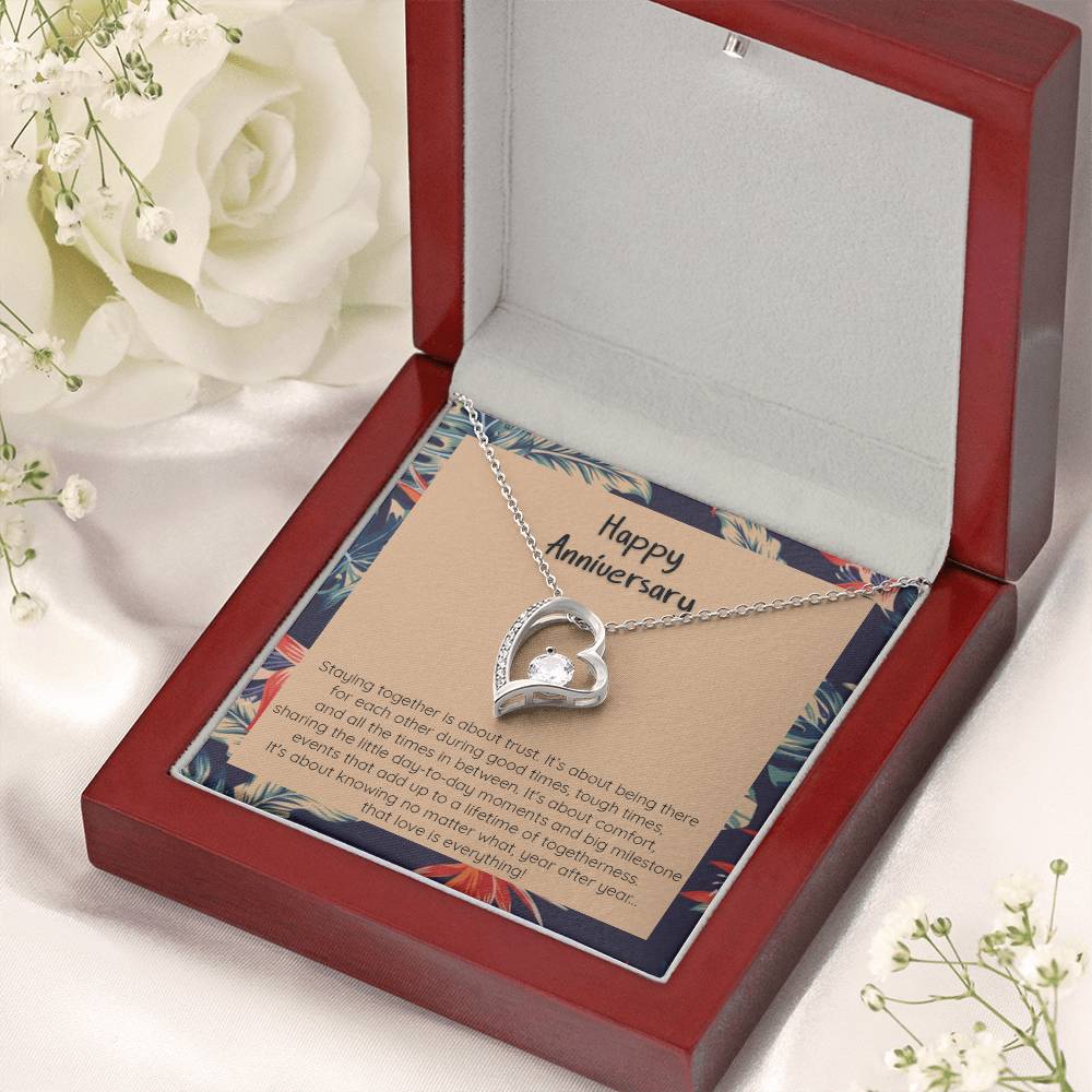 Anniversary Gift Love Is Everything 14K White Gold Or 18K Yellow Gold Finish Pendant Necklace Forever Love Necklace
