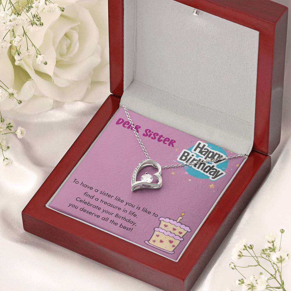 Dear Sister Happy Birthday 925 Sterling Silver Pendant 1 Forever Love Necklace